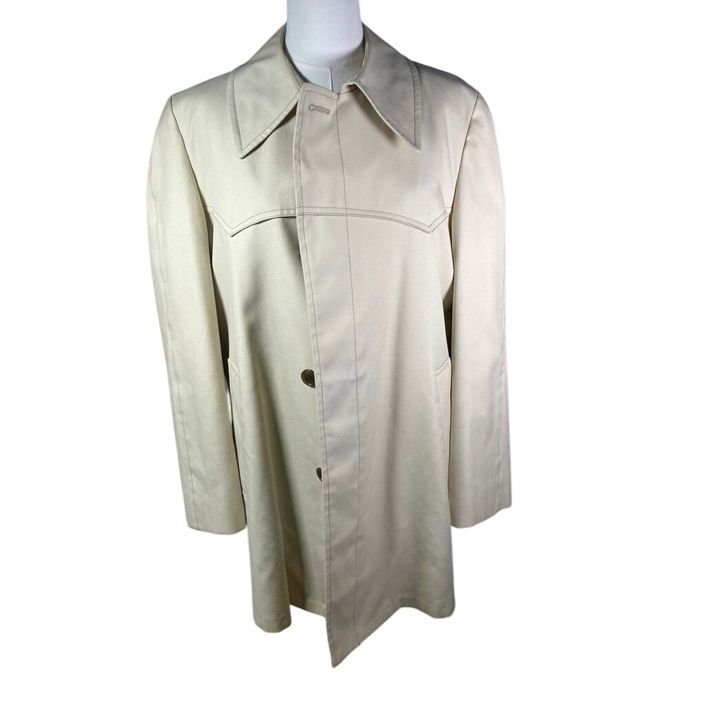 Vintage London Fog Men‎ Tan Beige Full Length Trench Coat Lined Size 38 Reg
